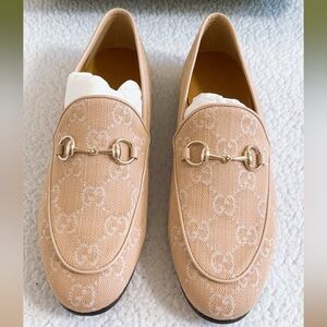 Gucci Jordaan GG denim Moccasin Horsebit Flats loafers